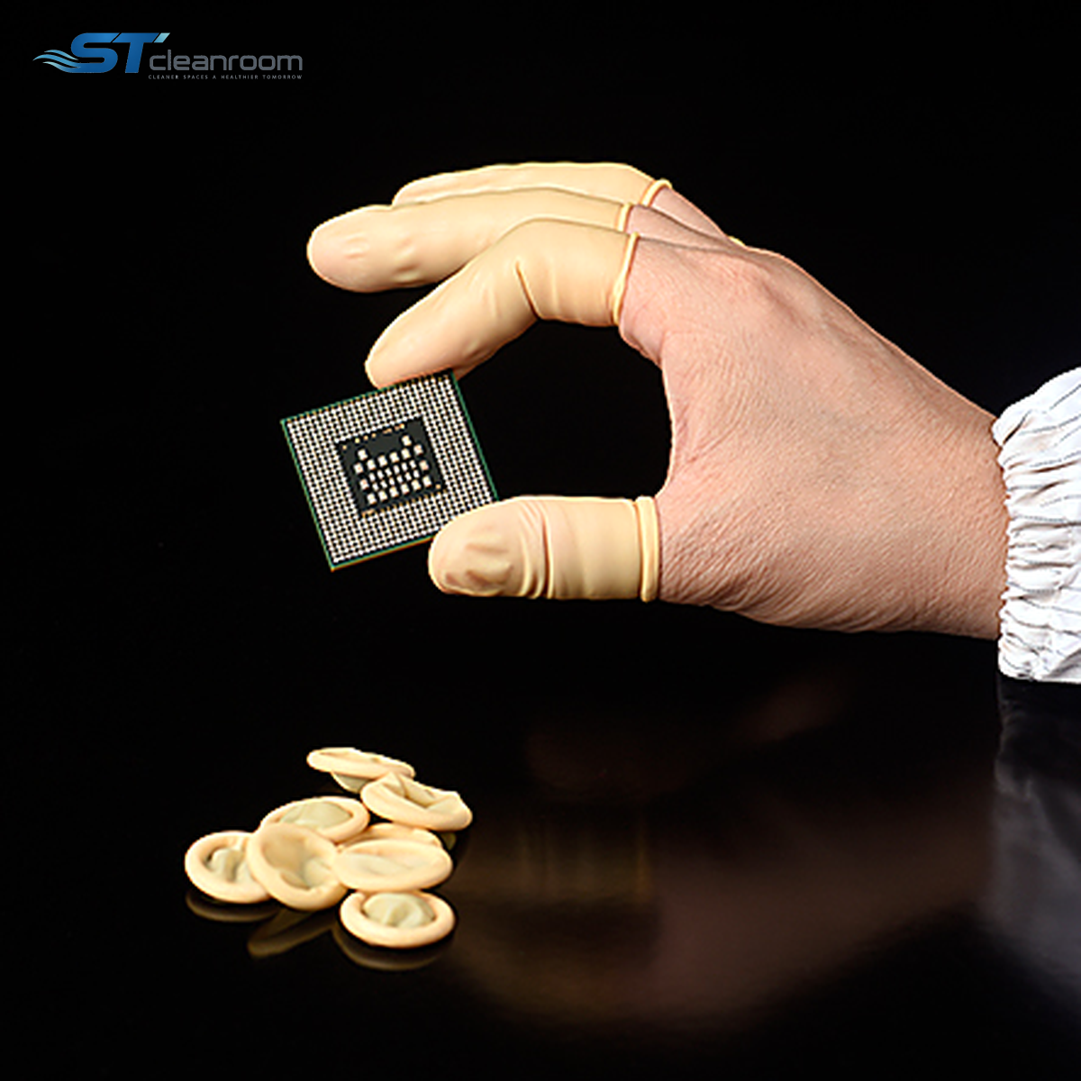 Beige Powder-Free ESD Finger Cots — product view