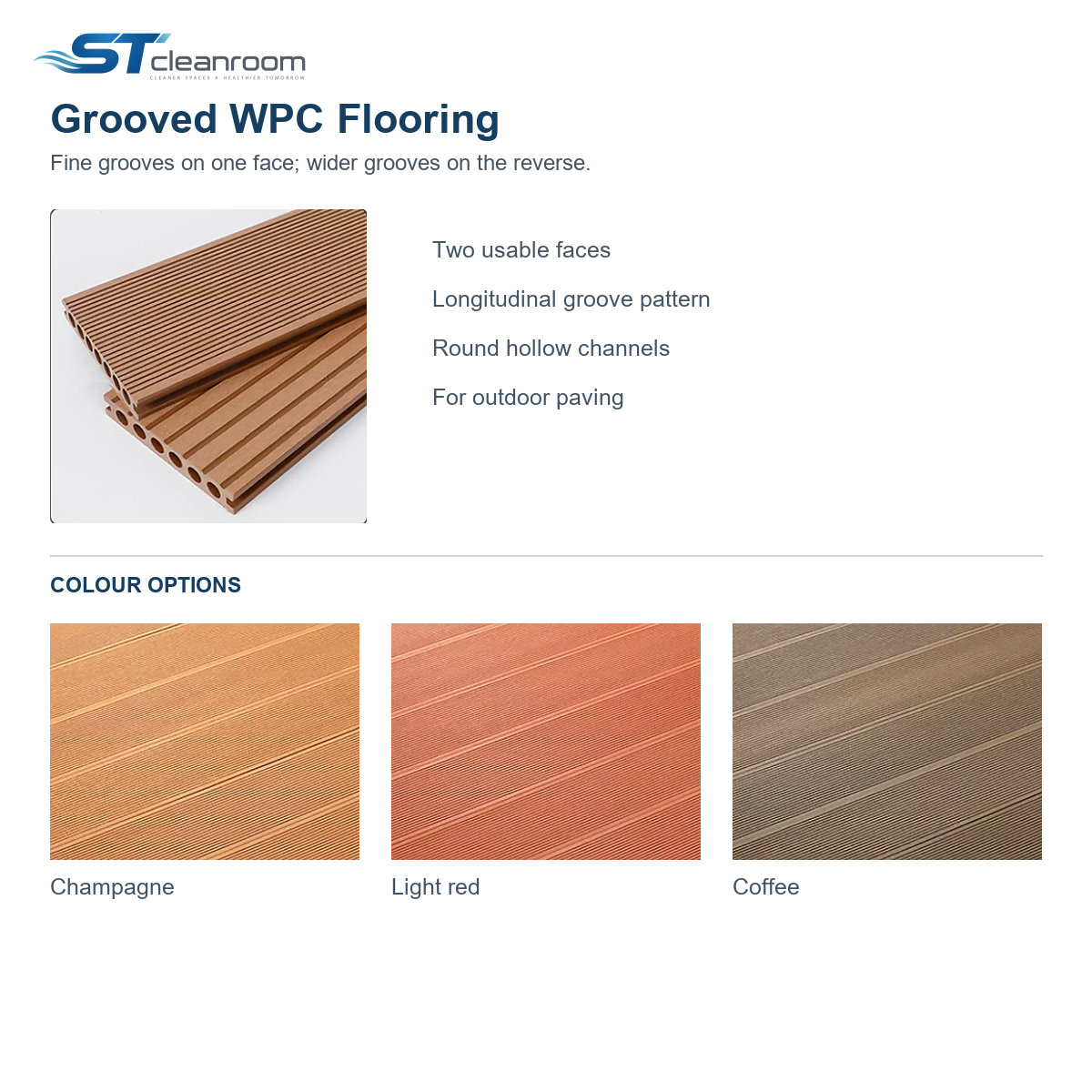 WPC Flooring — Grooved finish and three colour options