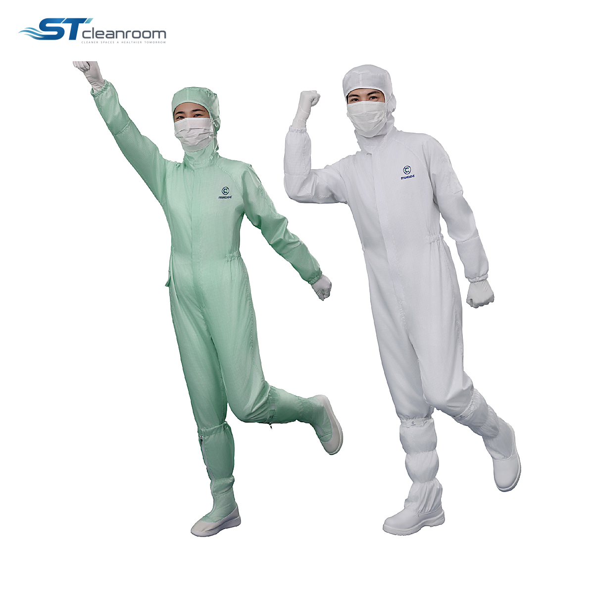 Gray-Stripe Three-Piece Cleanroom Coverall — product view