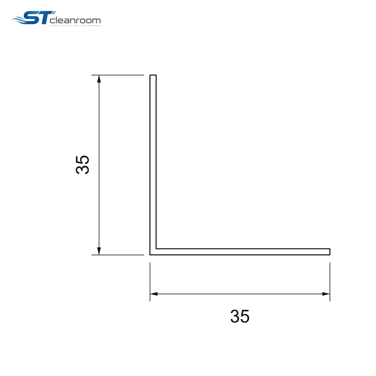 35 mm Aluminum Angle — 35 mm aluminum angle cross-section dimensions