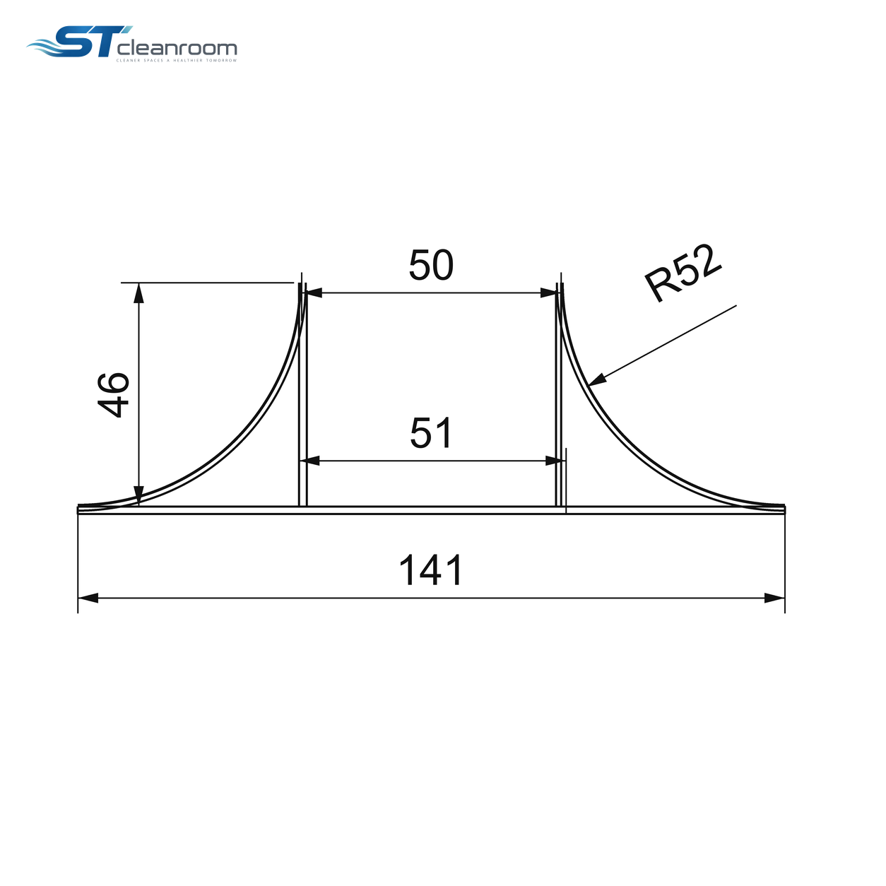 Aluminum U-Channel with Double Inner Coves — Double-sided internal cove U-channel cross-section dimensions