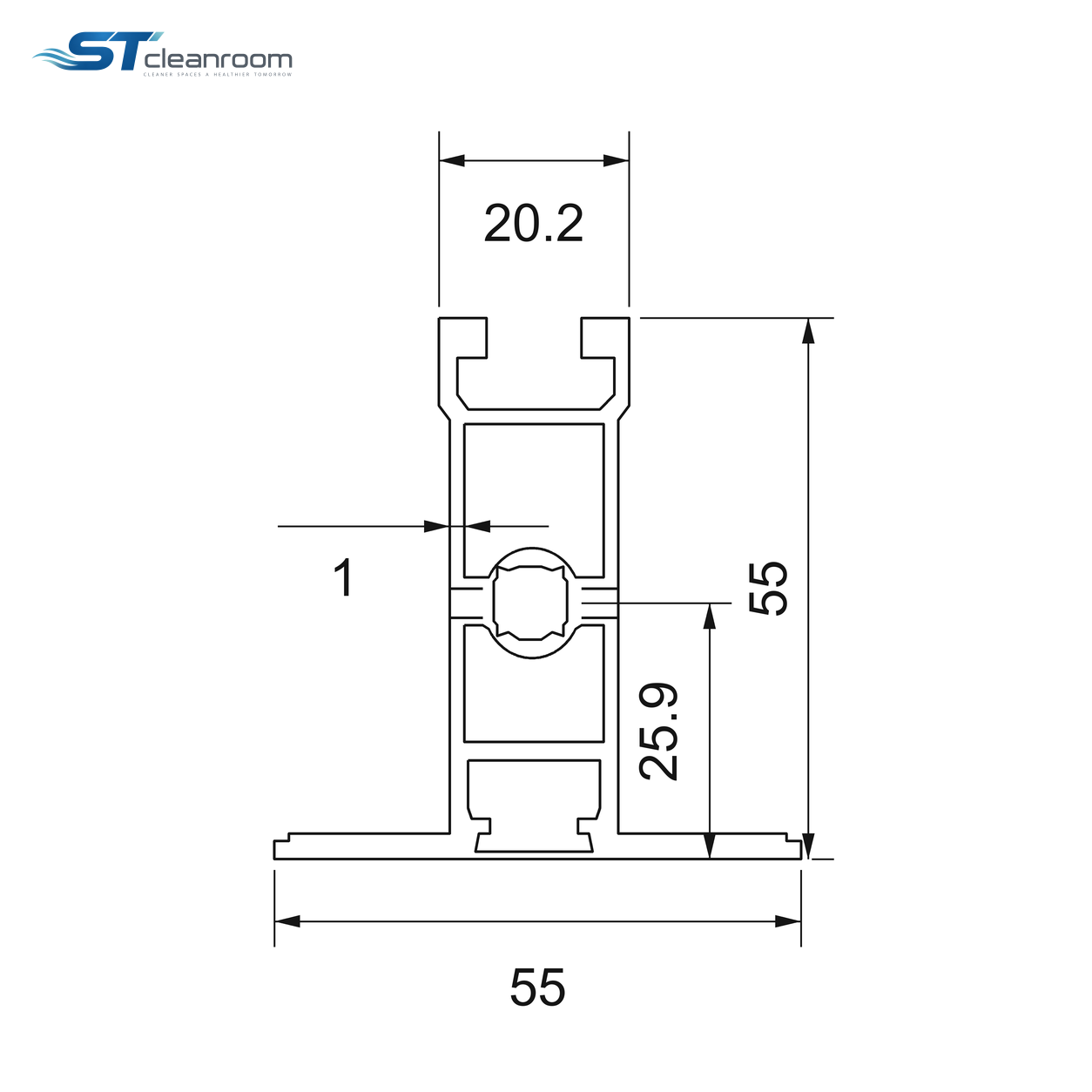 FFU Grid-1 — FFU grid cross-section dimensions