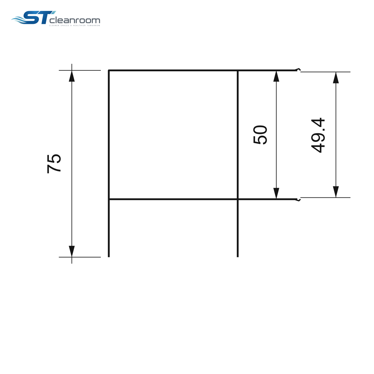 Square Corner — Square corner profile cross-section dimensions