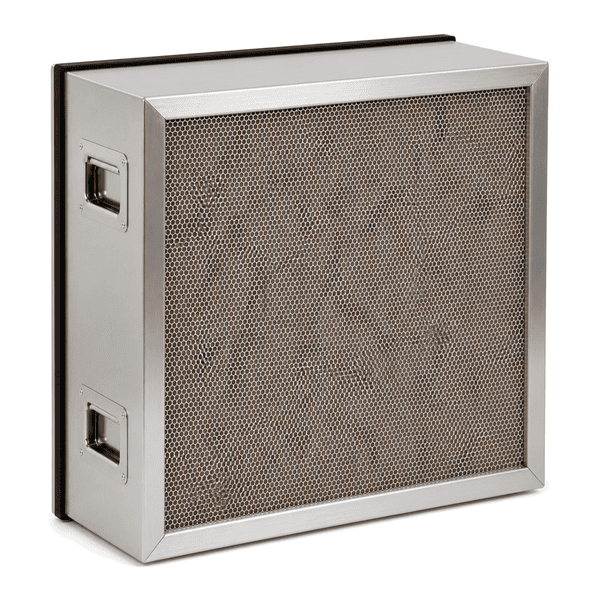Complete horizontal acid gas filter cell with gasketed frame
