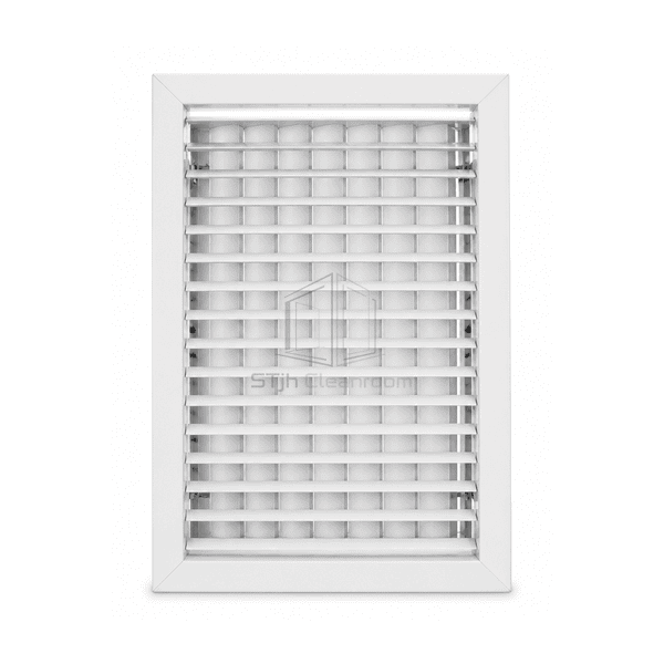 Front view of double-deflection cleanroom louver grille