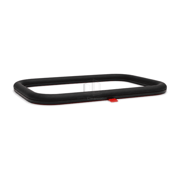 Low side profile showing the rounded EPDM bulb flat adhesive base and red liner of the AHU gasket