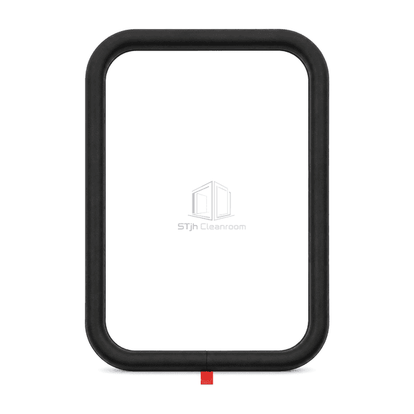 Straight upright front view of the closed rectangular AHU door gasket and single lower splice