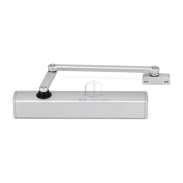 Horizontal high-angle view of the complete air shower hydraulic closer