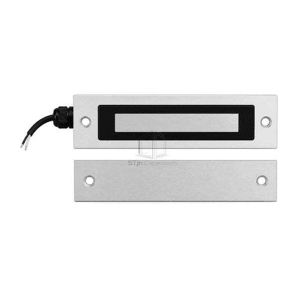 Straight front view of the magnetic lock pole face and matching armature plate