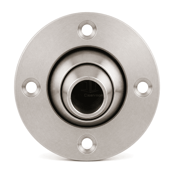 Straight front view of the four-hole air shower nozzle flange and outlet