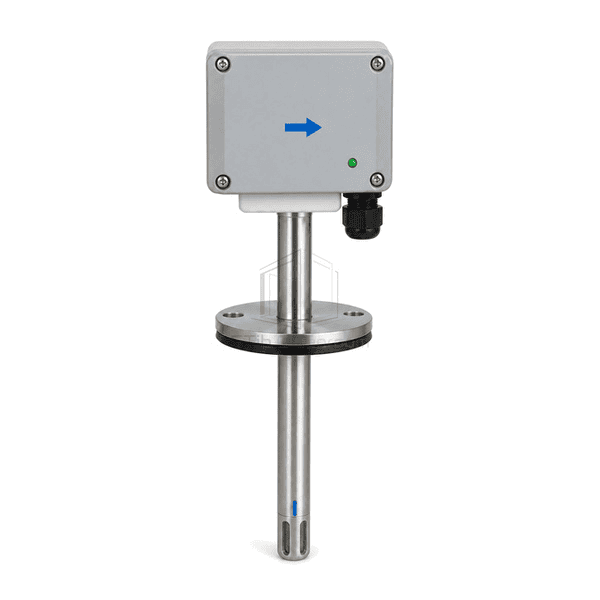Front view of hot-film velocity sensor electronics head and probe alignment mark