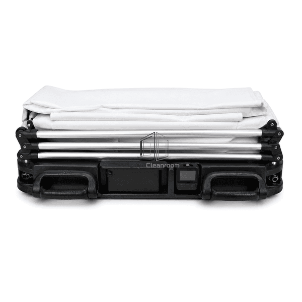 Airflow capture hood collapsed in complete horizontal transport view