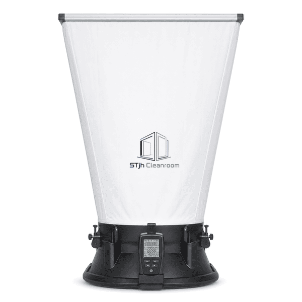 Airflow capture hood full front view with digital meter