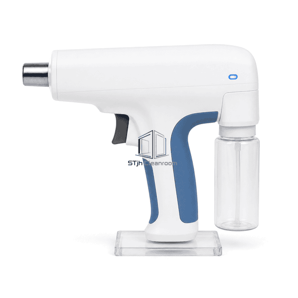 Airflow visualization fogger side profile showing cartridge and grip