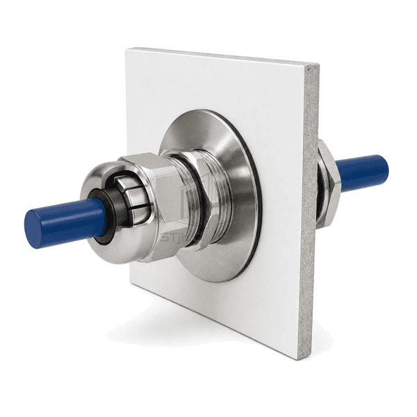 Close view of the 360-degree cable grip and smooth hygienic thread transition