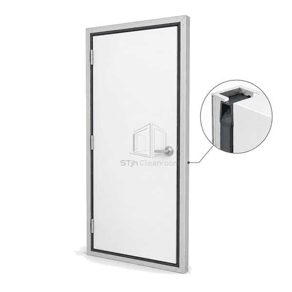 Airtight gasket installed around a cleanroom door frame