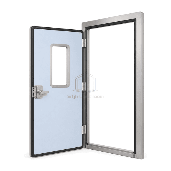 Open airtight swing door with continuous perimeter sealing system