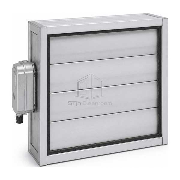 Complete horizontal low-leakage damper with rectangular flanges