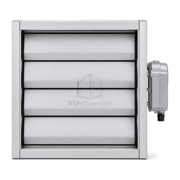 Front view of sealed opposed airfoil blades in an airtight damper
