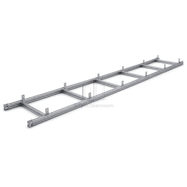 Full-length aluminum main tee for a modular cleanroom ceiling