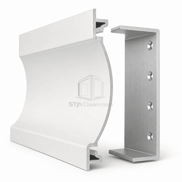Side section showing the aluminum cove face and concealed backing profile