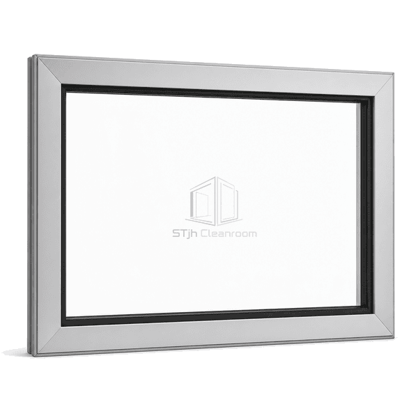 Complete aluminum cleanroom window integrated with wall-panel framing