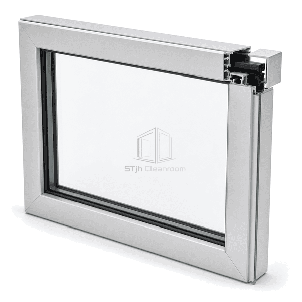 Close view of the aluminum corner joint and replaceable glazing seal