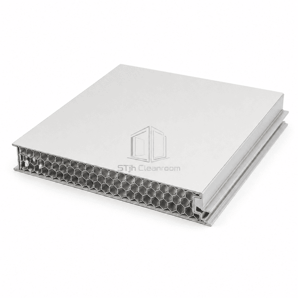 Aluminum-framed joint on a honeycomb cleanroom panel
