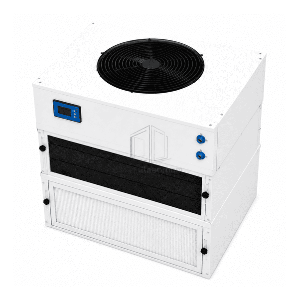 Top view of the AMC chemical filter FFU with removable carbon stage and inlet grille