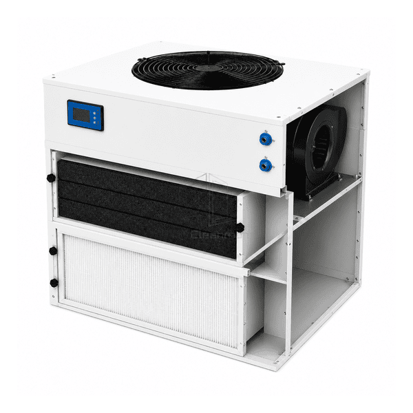 Cutaway side view showing molecular adsorbent cassette EC fan and downstream ULPA panel