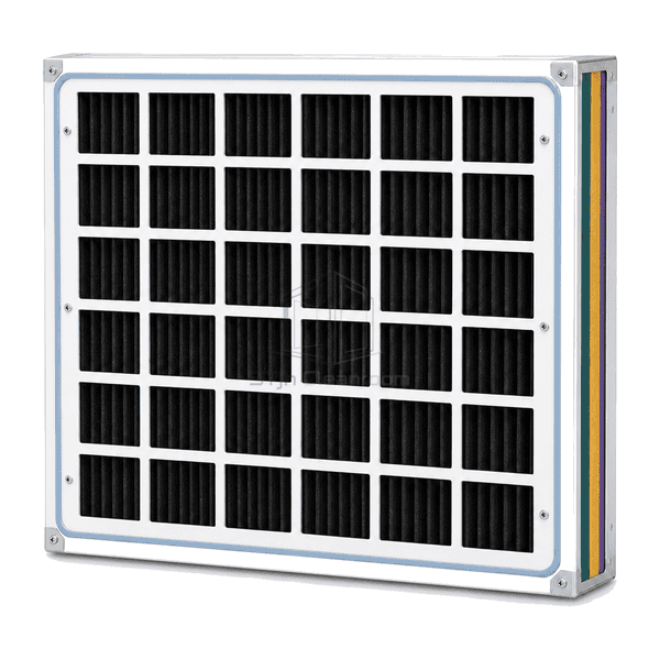 Upright front view of pleated airborne molecular contamination filter
