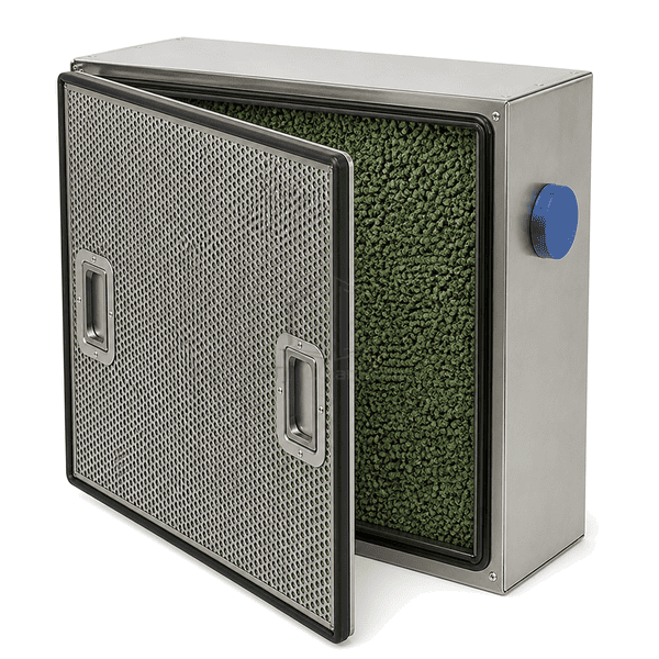 Close view of ammonia filter media screen and gasket seal