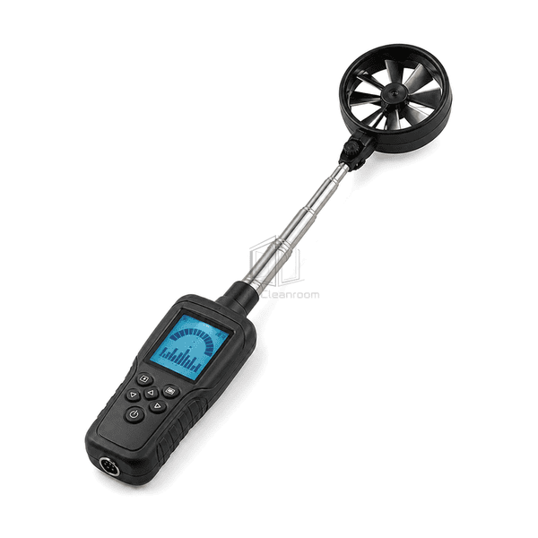 Anemometer side view showing articulating telescopic probe
