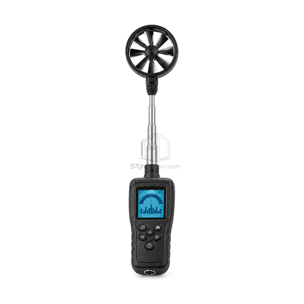Anemometer full front view with rotating vane and display