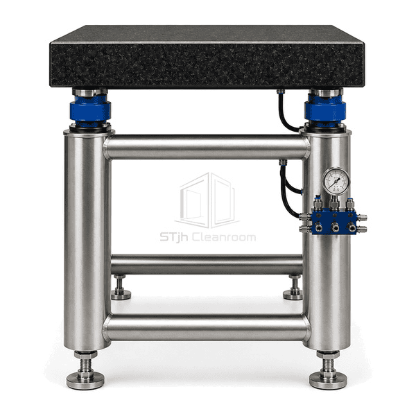 Side view showing granite thickness and pneumatic isolation modules