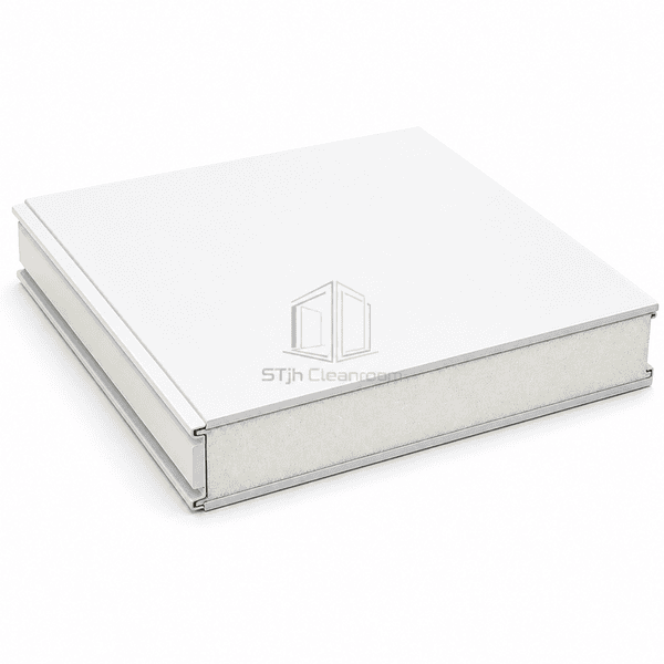 Flush hygienic joint on an antibacterial-coated cleanroom panel