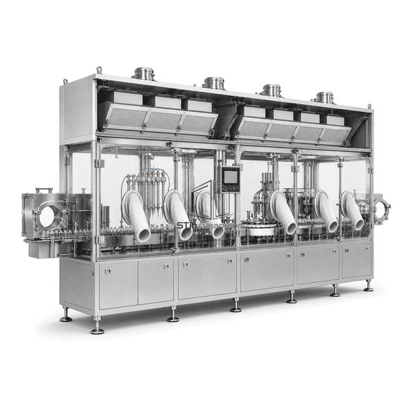 Side cutaway showing unidirectional airflow over open containers