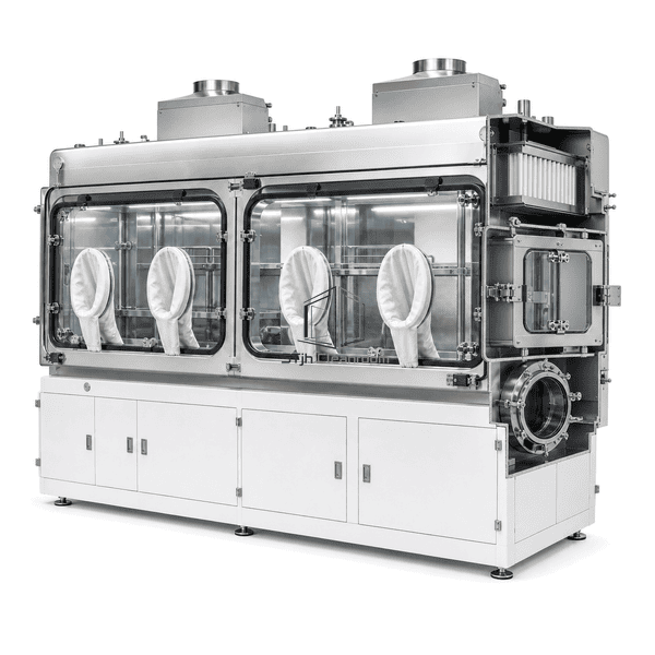 Side cutaway showing unidirectional air supply and transfer hatch