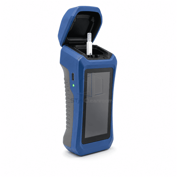Three-quarter side view showing open ATP read chamber and USB port