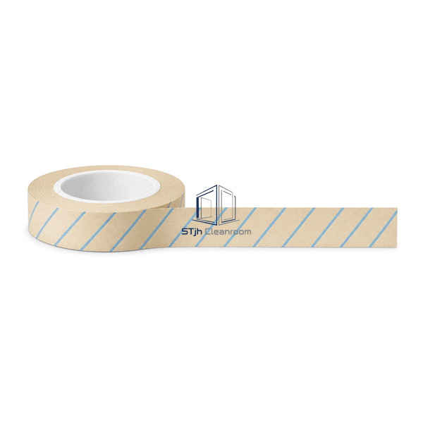 Autoclave indicator tape roll with a complete patterned strip extended horizontally