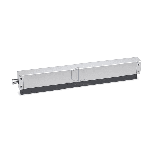 Automatic drop seal installed under a cleanroom door leaf