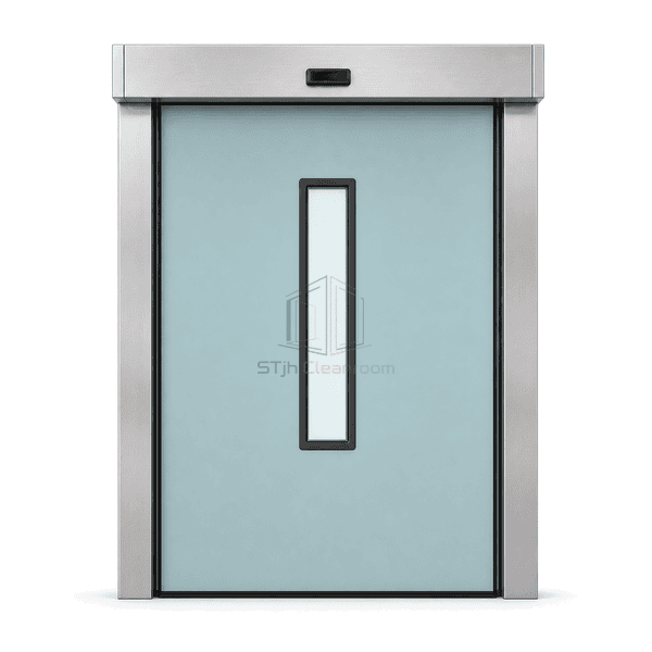 Front elevation of a closed automatic hermetic cleanroom door