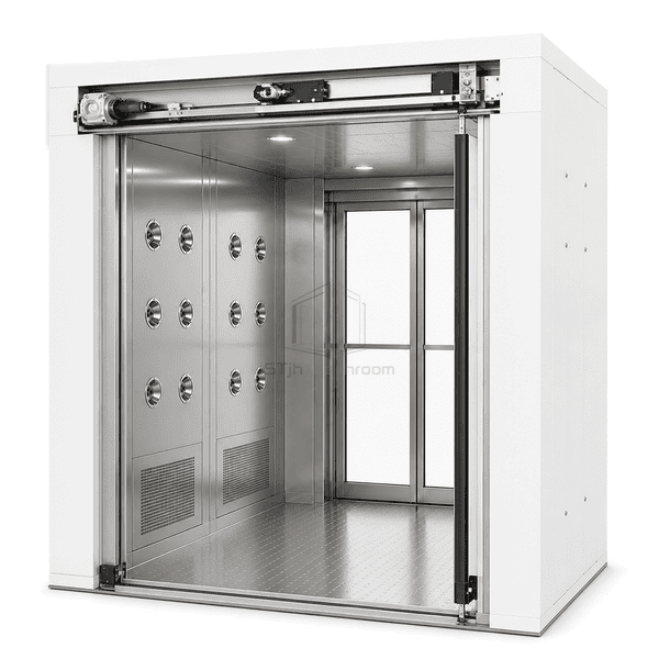 Doorway detail showing anti-pinch sensors, covered guide and closing seal