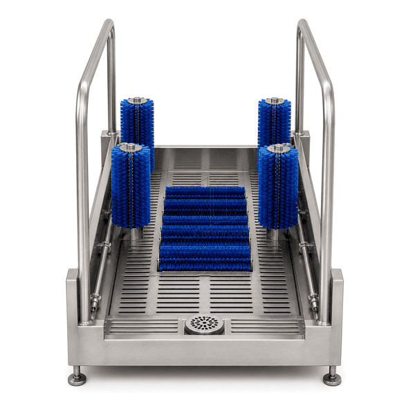Front entry view of stainless steel boot washing machine