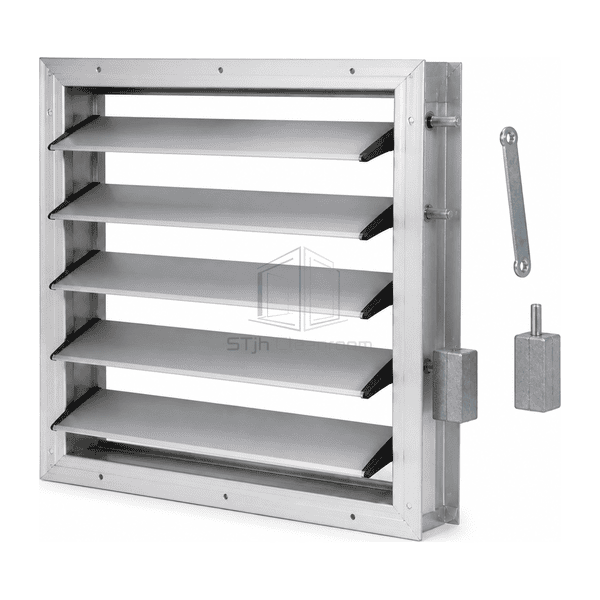 Close view of gravity blade edge seal pivot and frame stop
