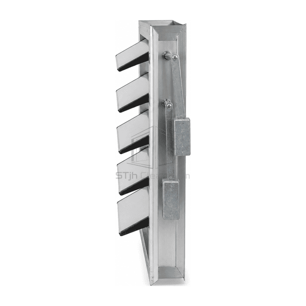 Side view showing offset pivots and adjustable counterweight arms