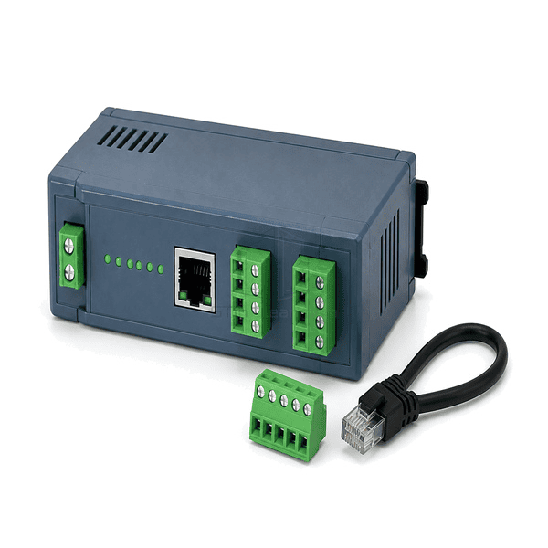 Horizontal arrangement of BACnet gateway, Ethernet cable and field-bus terminal plugs