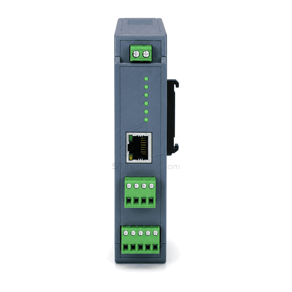 Front view of BACnet protocol gateway showing mapped network and field-port status