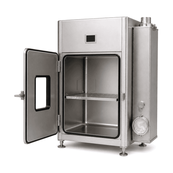 Open chamber view of sealed interior and removable transfer shelf