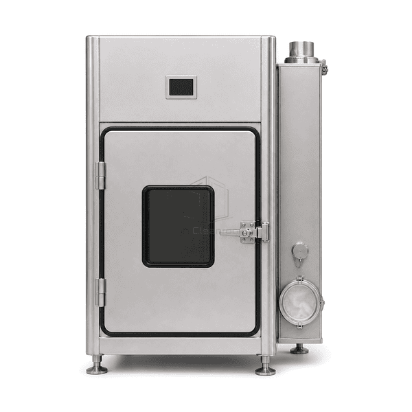 Front elevation of the biosafety pass box and differential-pressure display